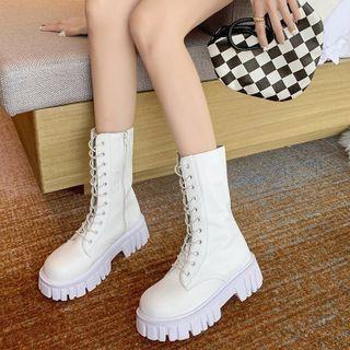 Lace-up Platform Block Heel Mid-calf Boots