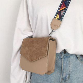 Patterned Strap Faux Leather Crossbody Bag