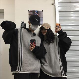 Couple-matching Color-panel Polo Sweatshirt