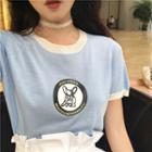 Short-sleeve Printed T-shirt / Frill Trim A-line Mini Skorts