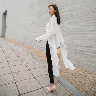 Draped Longline Chiffon Shirt