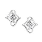 Beloved Collection - 18k White Gold Diamond Solitaire Double L-shaped Earrings