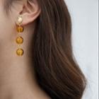 Glass Bead Dangle Earring 1 Pair - Earrings - Brown & Gold - One Size