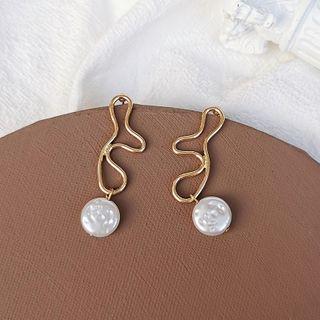 Non-matching Faux-pearl Drop Earring 1 Pair - Faux Pearl - White - One Size
