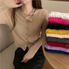 Round-neck Button-up Cable-knit Cardigan