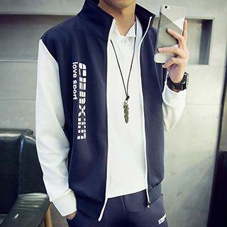 Set: Stand Collar Lettering Jacket + Sweatpants