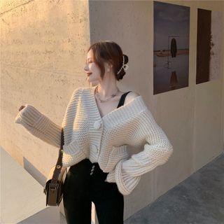 Ribbed Knit Cardigan Almond - One Size
