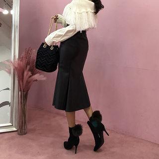 Faux-leather Long Mermaid Skirt
