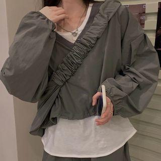 Plain Tank Top / Plain Shorts / Set: Loose-fit V-neck Pullover + Crossbody Bag
