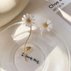 Non-matching Flower Earring 1 Pair - White - One Size