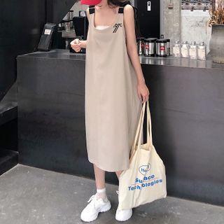 Number Print Midi Overall Dress
