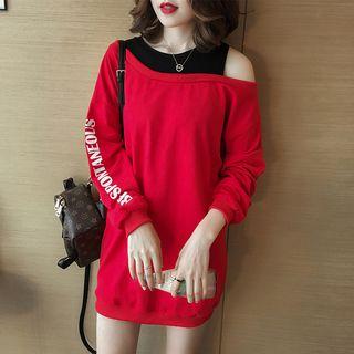 Long-sleeve Shoulder Cut Out Mock Two Piece Dress