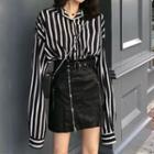 Striped Shirt / A-line Skirt / Set