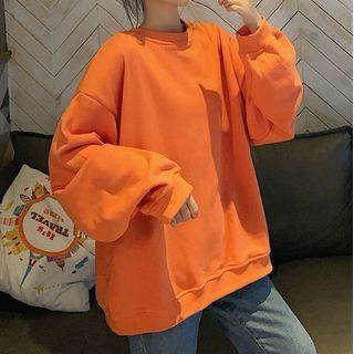 Round Neck Plain Oversize Pullover