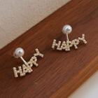 Lettering Earring 1 Pair - Silver Needle - Gold - One Size