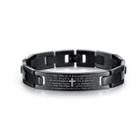 Classic Fashion Plated Black Bible Cross Rectangular 316l Stainless Steel Bracelet Black - One Size