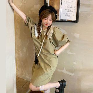 Puff-sleeve Lace Collar Dress