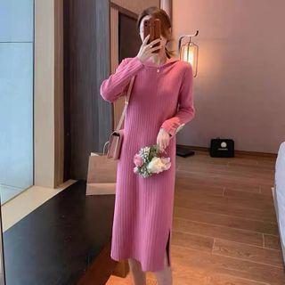 Knit Midi Shift Hoodie Dress