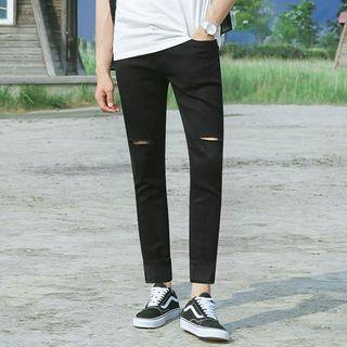 Slit-detail Slim-fit Pants