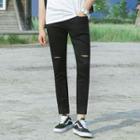 Slit-detail Slim-fit Pants