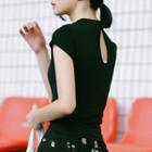Cap Sleeve Mock Neck Top Black - One Size