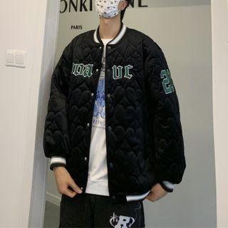 Thick Baseball Cotton Embroidered Lettering Couple Jacket