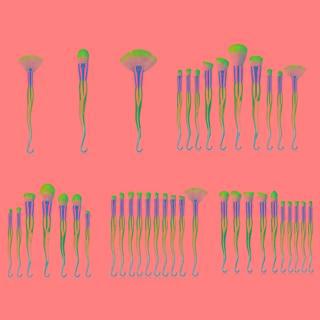 Set Of 1 / 7 /10: Makeup Brush With Holographic Hook Handle