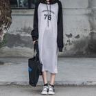 Lettering Midi Hoodie Dress Gray - One Size