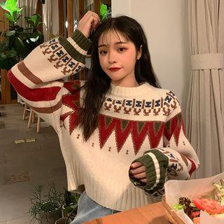Pattern Cropped Sweater