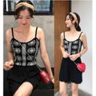 V-neck Patterned Camisole Top / High Waist Shorts