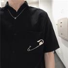 Pin Accent Short-sleeve Shirt