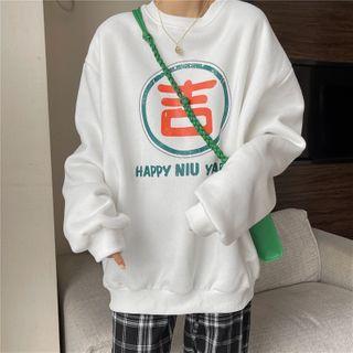 Long Sleeve Round Neck Lettering Sweatshirt