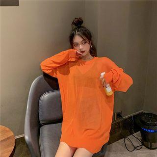 Long-sleeve Sheer Tunic T-shirt