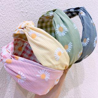 Floral Print Gingham Headband