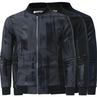 Zipper Print Baseball Jacket
