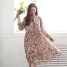 Tie-neck Floral Print Chiffon Dress