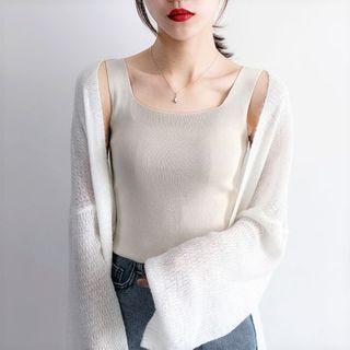 Square-neck Sleeveless Knit Top / Set