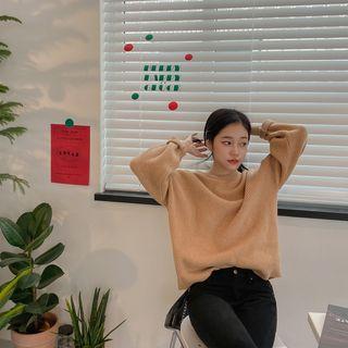 Drop-shoulder Woolen Rib Sweater