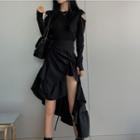 Long-sleeve Top / Asymmetrical Ruffled A-line Skirt