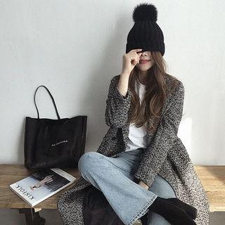 Double-breasted Herringbone Long Coat