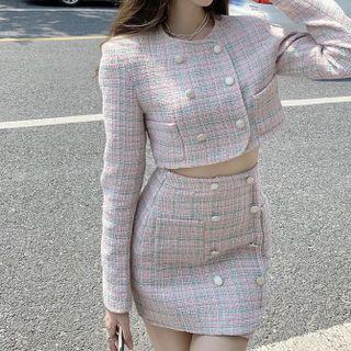 Cropped Double Breasted Jacket / A-line Skirt