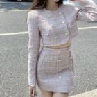 Cropped Double Breasted Jacket / A-line Skirt