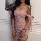 Off-shoulder Lace Minidress