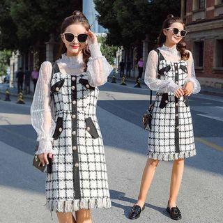 Checked Dress + Mock Neck Checked Top