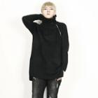 Wool-blend Zip-trim Turtle-neck Sweater