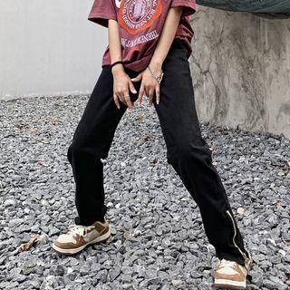 Zip Accent Straight Leg Pants