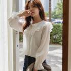Layered-frill Wide-collar Blouse