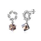 925 Sterling Silver Elegant Fashion Garland And Geometric Cube Austrian Element Crystal Earrings Silver - One Size