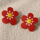 Flower Glaze Earring 1 Pair - A772 - Red - One Size