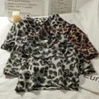 Short-sleeve Leopard Print Open-collar Shirt